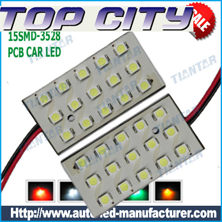 Topcity 15-SMD 3528 LED PCB Panel Lights, Dome Lights, Interior Panel Lights,Accent Lights - Car LED Interior Panel Lights